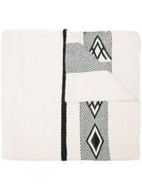 Wide Diagonal Alpaca Wrap featuring a geometric pattern in black and white
