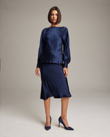 Boatneck Blouse in Silk Charmeuse