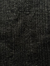 Close-up of black ribbed knit texture of oversized sweater