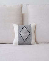 Diamante Square Pillow with diamond pattern in gray and ivory