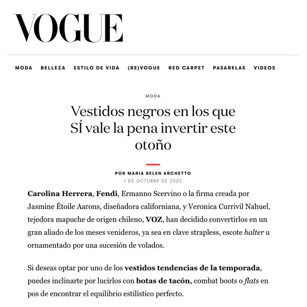 VOGUE: Vestidos negros en los que sí vale la pena invertir este otoño. Por Maria Belen Archetto.