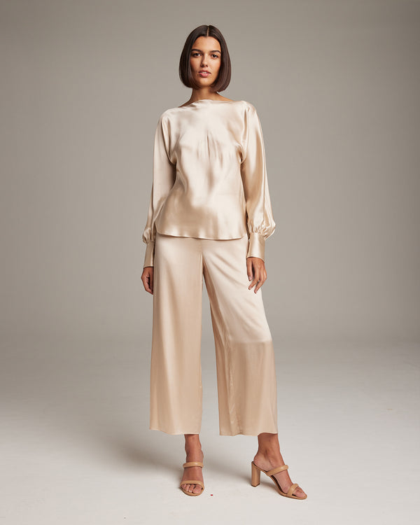 Boatneck Blouse in Silk Charmeuse