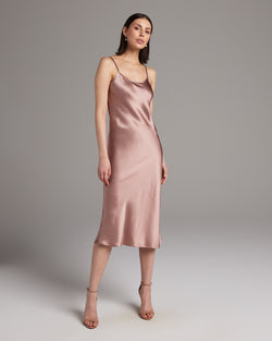 Blush Midi Slip Dress on model