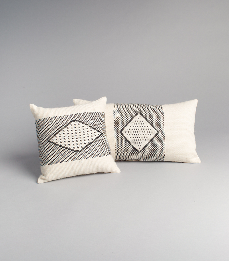 Diamante Square Textile Small Pillow in Ivory