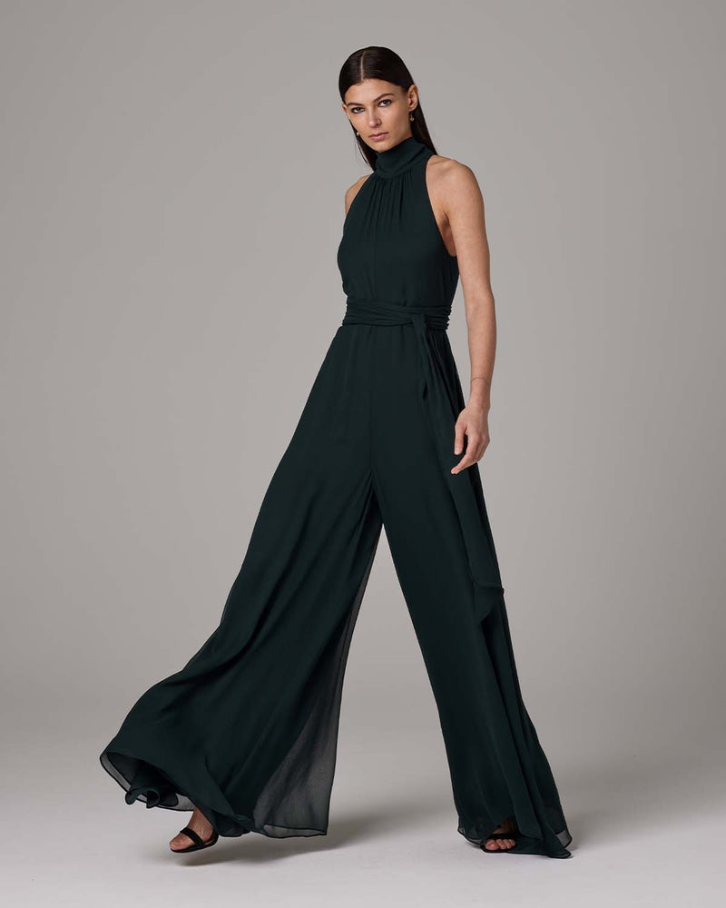 Crinkle Chiffon Palazzo Jumpsuit