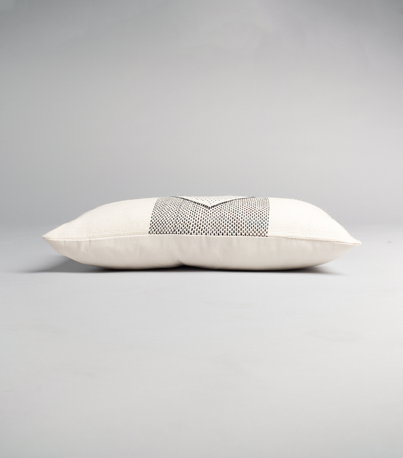 Diamante Lumbar Pillow with Border in Ivory