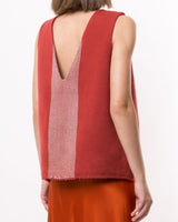 Back view of the Estrella V-Back Top in brick color, showing v-back detail.