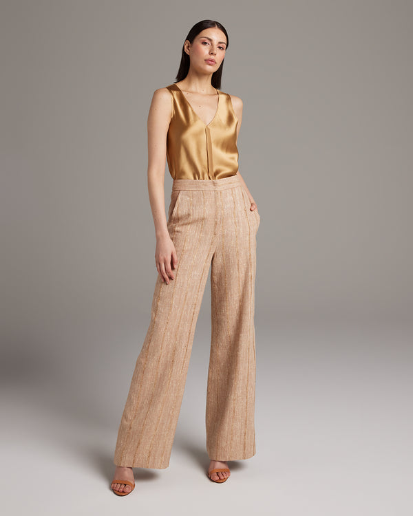 Raw Silk Pinstripe Trousers